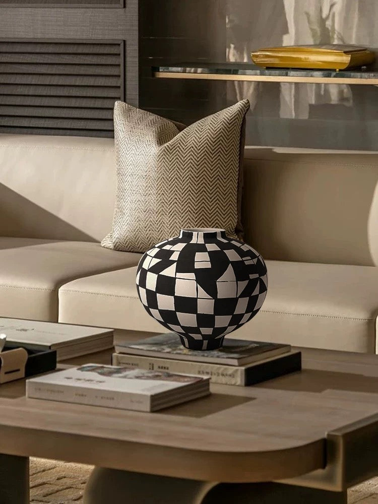 French Retro Échiquier Vase
