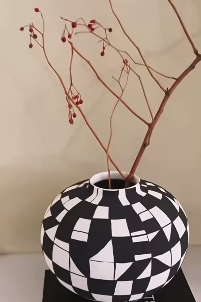 French Retro Échiquier Vase